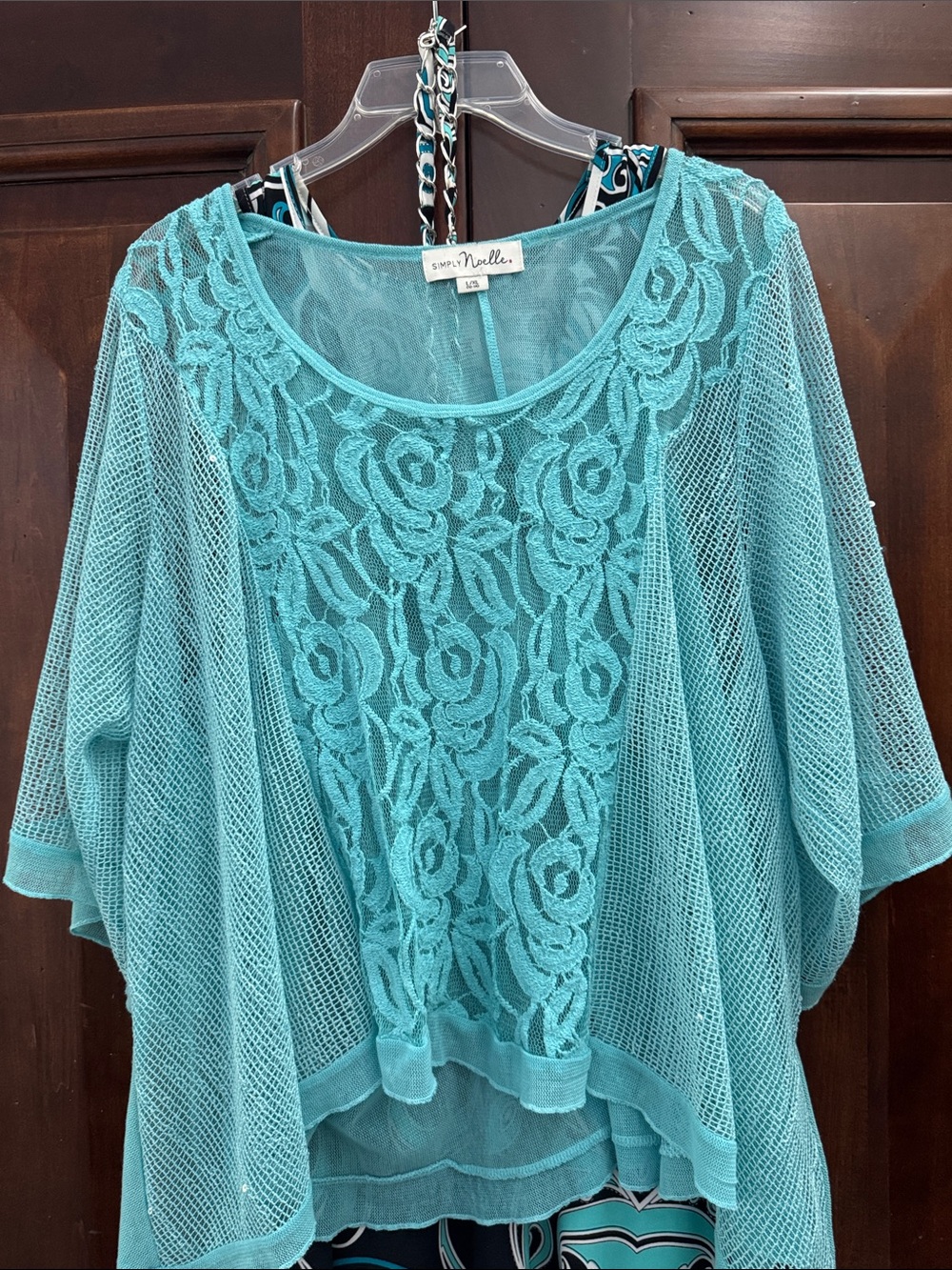 Simply Noelle Teal Lace & Mesh Poncho